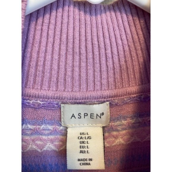 Aspen Mockneck Long Sleeve Lavender Fair Isle Print Cozy Sweater Size Large - Picture 6 of 10